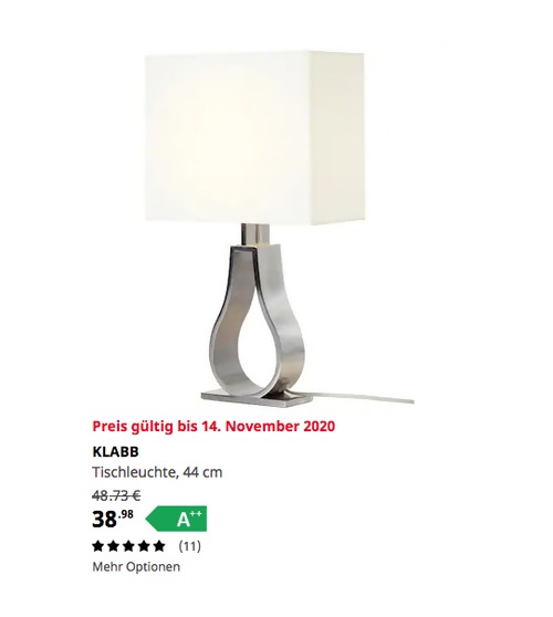 IKEA Hamburg-Moorfleet - KLABB Tischleuchte, elfenbeinweiß/vernickelt, 44 cm IKEA Hamburg-Moorfleet - KLABB Tischleuchte, elfenbeinweiß/vernickelt, 44 cm