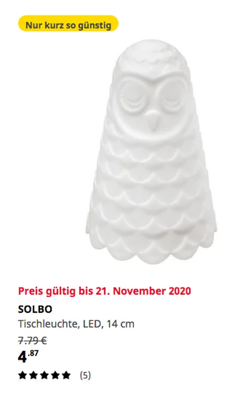 IKEA Hamburg-Schnelsen - SOLBO Tischleuchte, LED, weiß, Eule/batteriebetrieben, 14 cm IKEA Hamburg-Schnelsen - SOLBO Tischleuchte, LED, weiß, Eule/batteriebetrieben, 14 cm