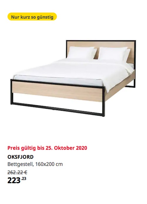 IKEA Kaarst - OKSFJORD Bettgestell, Eichenfurnier weiß lasiert/schwarz, 160x200 cm IKEA Kaarst - OKSFJORD Bettgestell, Eichenfurnier weiß lasiert/schwarz, 160x200 cm