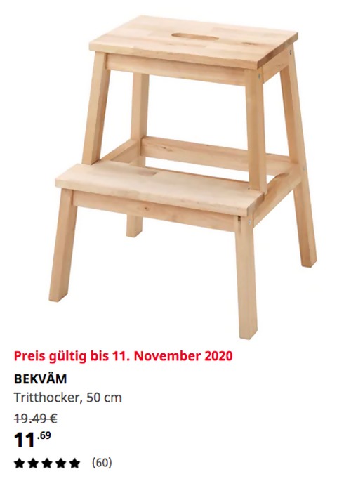 IKEA Kassel - BEKVÄM Tritthocker, Birke, 50 cm IKEA Kassel - BEKVÄM Tritthocker, Birke, 50 cm