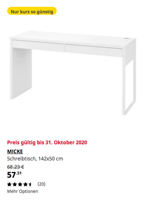 IKEA Ludwigsburg - MICKE Schreibtisch, weiß, 142x50 cm IKEA Ludwigsburg - MICKE Schreibtisch, weiß, 142x50 cm