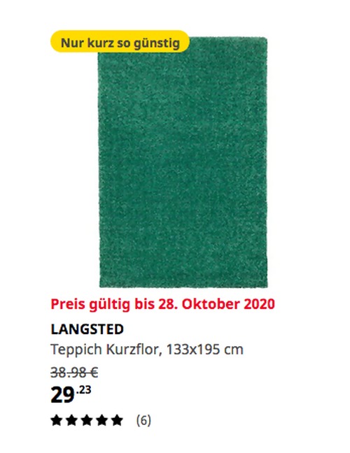 IKEA Oldenburg - LANGSTED Teppich Kurzflor, grün, 133x195 cm IKEA Oldenburg - LANGSTED Teppich Kurzflor, grün, 133x195 cm