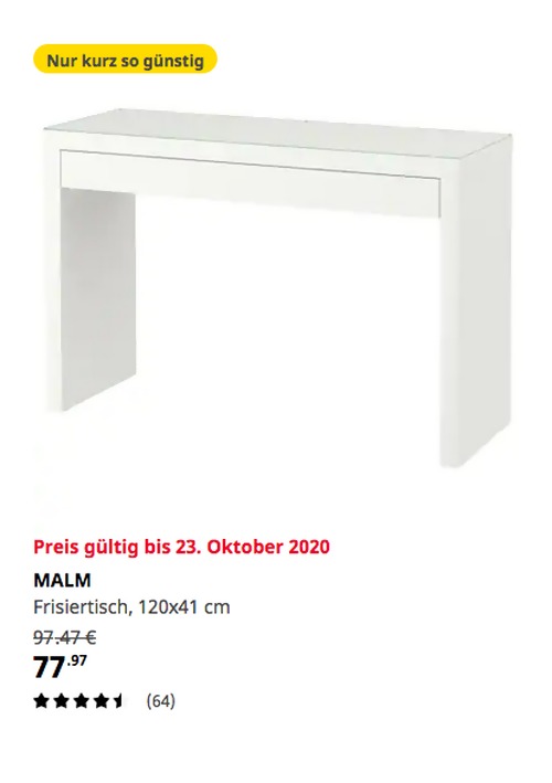 IKEA Regensburg - MALM Frisiertisch, weiß, 120x41 cm IKEA Regensburg - MALM Frisiertisch, weiß, 120x41 cm