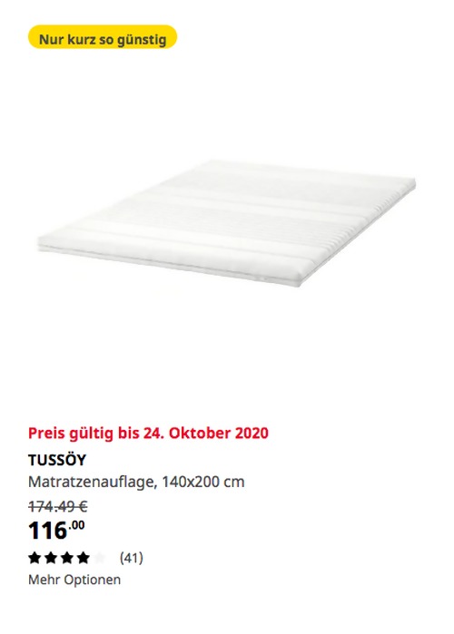 IKEA Sindelfingen - TUSSÖY Matratzenauflage, weiß, 140x200 cm IKEA Sindelfingen - TUSSÖY Matratzenauflage, weiß, 140x200 cm