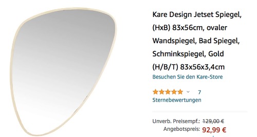 Kare Design 83204 Dreieck Jetset Spiegel, 83x56cm Kare Design 83204 Dreieck Jetset Spiegel, 83x56cm