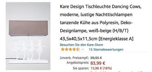 Kare Design Tischleuchte "Dancing Cows", weiß-beige (43,5x40,5x11,5cm) Kare Design Tischleuchte "Dancing Cows", weiß-beige (43,5x40,5x11,5cm)