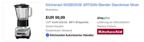 Kitchenaid 5KSB5553 Standmixer mit 1,5l Glasbehälter & 0,75l Mixbehälter, versch. Farben Kitchenaid 5KSB5553 Standmixer mit 1,5l Glasbehälter & 0,75l Mixbehälter, versch. Farben