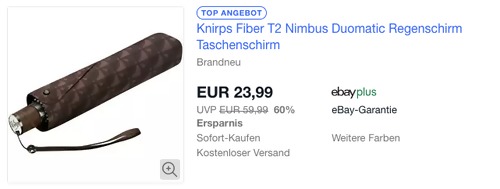 Knirps Fiber T2 Nimbus Duomatic Regenschirm, braun Knirps Fiber T2 Nimbus Duomatic Regenschirm, braun