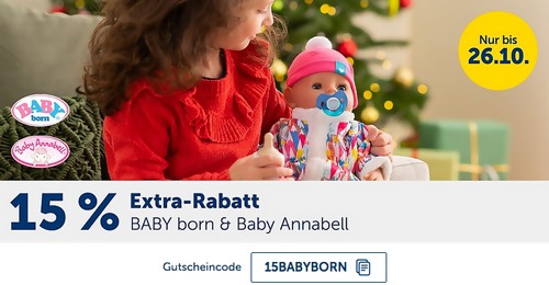 myToys.de - 15% Extra-Rabat auf Baby Born & Baby Annabell: z.B. Zapf Creation BABY born® Boutique Pop Up Store myToys.de - 15% Extra-Rabat auf Baby Born & Baby Annabell: z.B. Zapf Creation BABY born® Boutique Pop Up Store