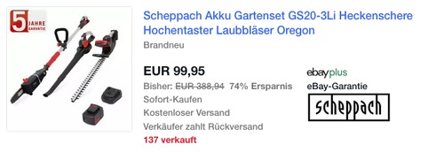 Scheppach Akku-Gartenset GS20-3Li (Heckenschere, Hochentaster, Laubbläser, 18V Akku und Ladegerät) Scheppach Akku-Gartenset GS20-3Li (Heckenschere, Hochentaster, Laubbläser, 18V Akku und Ladegerät)