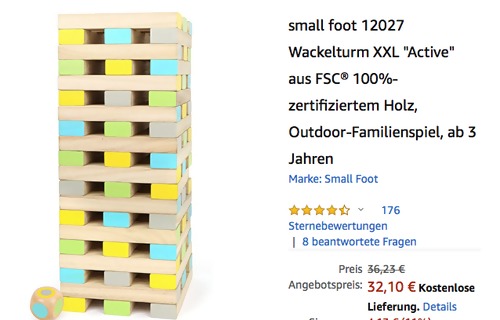 small foot 12027 Wackelturm XXL "Active", 70 cm small foot 12027 Wackelturm XXL "Active", 70 cm
