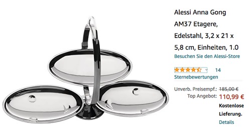 Alessi AM37 "Anna Gong" Etagere, Edelstahl - jetzt 25% billiger Alessi AM37 "Anna Gong" Etagere, Edelstahl - jetzt 25% billiger