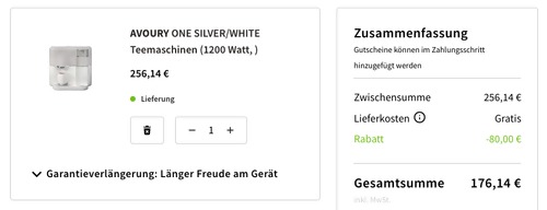 Avoury One Teemaschine, silber/weiß Avoury One Teemaschine, silber/weiß
