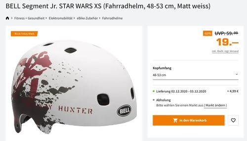BELL Segment Jr. STAR WARS XS 48-53 cm Fahrradhelm, weiß BELL Segment Jr. STAR WARS XS 48-53 cm Fahrradhelm, weiß