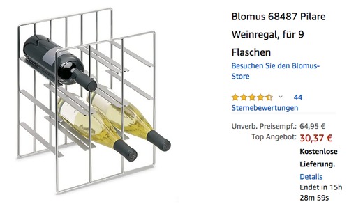 Blomus 68487 Pilare Weinregal, für 9 Flaschen (22 x 28 x 38 cm) - jetzt 29% billiger