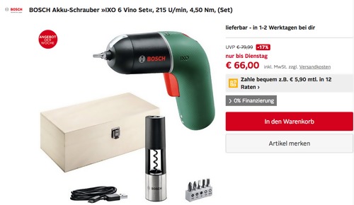 BOSCH Akku-Schrauber "IXO 6 Vino Set", 3.6 V BOSCH Akku-Schrauber "IXO 6 Vino Set", 3.6 V