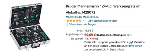 Brüder Mannesmann M29072 Werkzeugsatz im Alukoffer, 124-tlg. Brüder Mannesmann M29072 Werkzeugsatz im Alukoffer, 124-tlg.