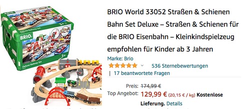 BRIO World 33052 Straßen & Schienen Bahn Set Deluxe BRIO World 33052 Straßen & Schienen Bahn Set Deluxe
