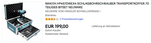 Ebay - bis zu 30 Rabatt für Haus & Garten, Spielzeug und Mode: z.B. Makita HP457DWEX4 Akku-Schlagschrauber Set Ebay - bis zu 30 Rabatt für Haus & Garten, Spielzeug und Mode: z.B. Makita HP457DWEX4 Akku-Schlagschrauber Set