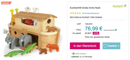 EverEarth® Große Arche Noah, ca. 64 x 32,5 x 26 cm EverEarth® Große Arche Noah, ca. 64 x 32,5 x 26 cm