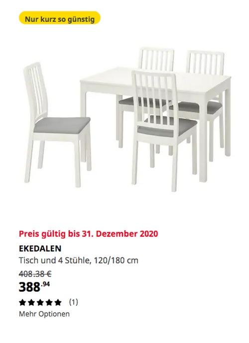 IKEA Berlin-Tempelhof - EKEDALEN Tisch und 4 Stühle, weiß/Orrsta hellgrau, 120/180 cm IKEA Berlin-Tempelhof - EKEDALEN Tisch und 4 Stühle, weiß/Orrsta hellgrau, 120/180 cm