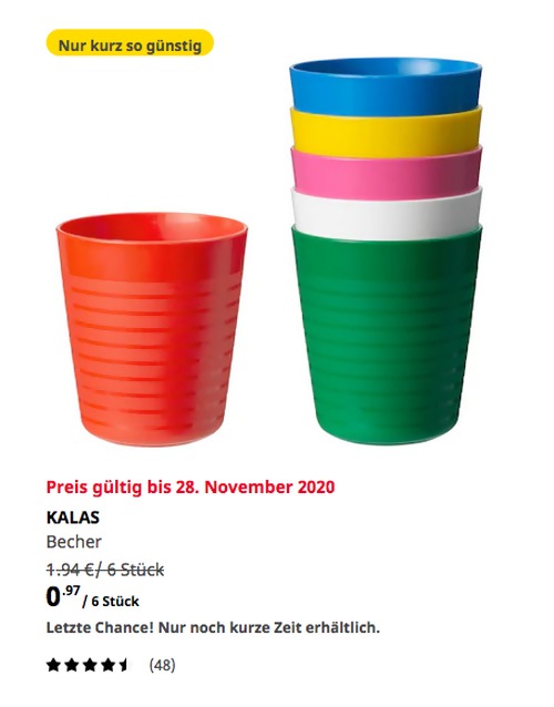 IKEA Berlin-Waltersdorf - KALAS Becher, bunt, 6 Stück IKEA Berlin-Waltersdorf - KALAS Becher, bunt, 6 Stück