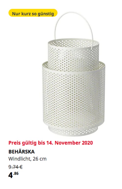 IKEA Bremerhaven - BEHÄRSKA Windlicht, weiß, 26 cm IKEA Bremerhaven - BEHÄRSKA Windlicht, weiß, 26 cm