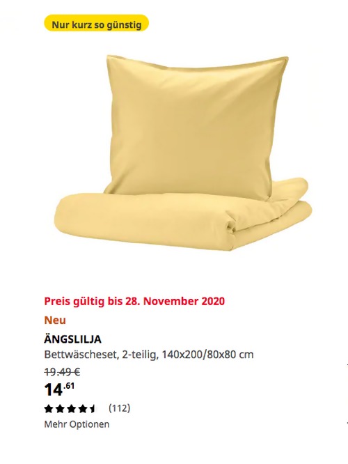 IKEA Chemnitz - ÄNGSLILJA Bettwäscheset, 2-teilig, hellgelb, 140x200/80x80 cm IKEA Chemnitz - ÄNGSLILJA Bettwäscheset, 2-teilig, hellgelb, 140x200/80x80 cm