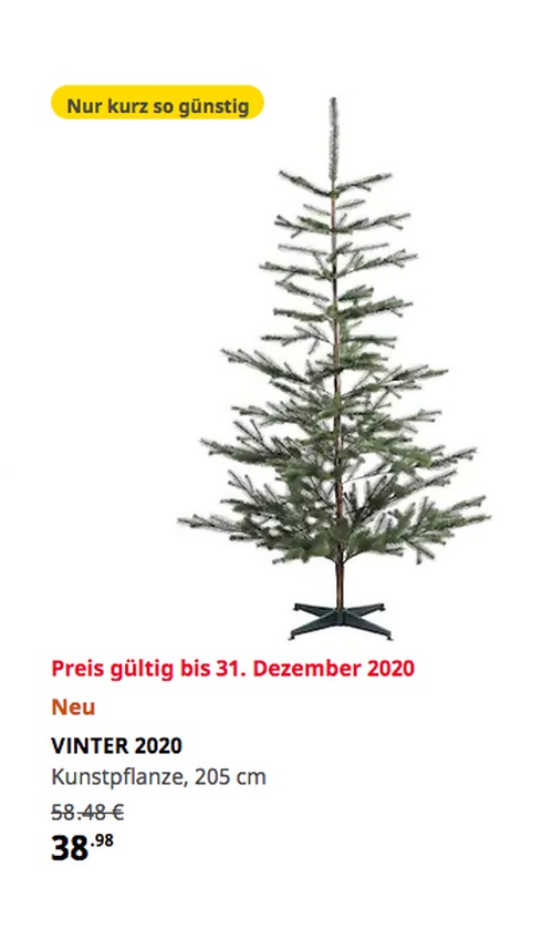 IKEA Hanau - VINTER 2020 Kunstpflanze, Weihnachtsbaum grün, 205 cm IKEA Hanau - VINTER 2020 Kunstpflanze, Weihnachtsbaum grün, 205 cm