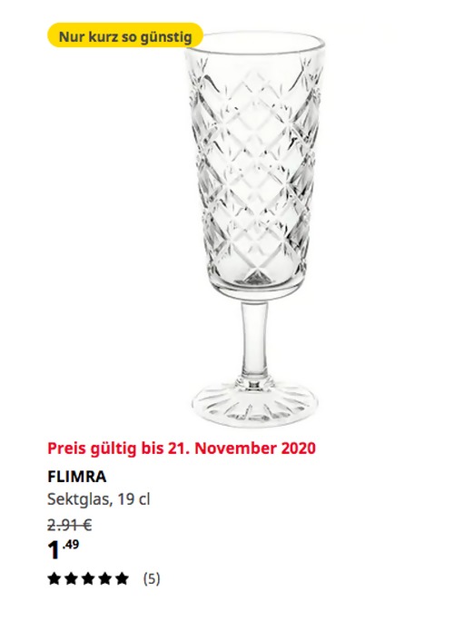 IKEA Kaiserslautern - FLIMRA Sektglas, Klarglas/gemustert, 19 cl IKEA Kaiserslautern - FLIMRA Sektglas, Klarglas/gemustert, 19 cl