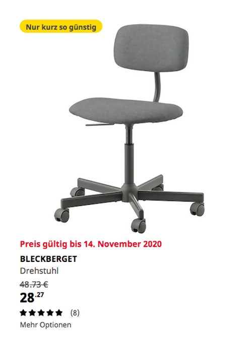 IKEA München-Brunnthal - BLECKBERGET Drehstuhl, Idekulla dunkelgrau IKEA München-Brunnthal - BLECKBERGET Drehstuhl, Idekulla dunkelgrau