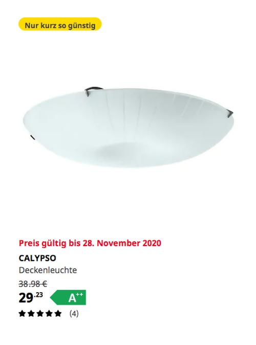 IKEA Oldenburg - CALYPSO Deckenleuchte, weiß, 50 cm Durchmesser IKEA Oldenburg - CALYPSO Deckenleuchte, weiß, 50 cm Durchmesser