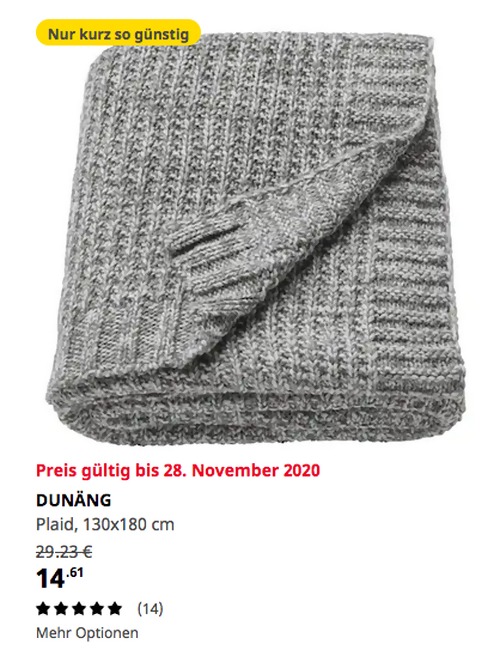 IKEA Rostock - DUNÄNG Plaid, grau, 130x180 cm IKEA Rostock - DUNÄNG Plaid, grau, 130x180 cm