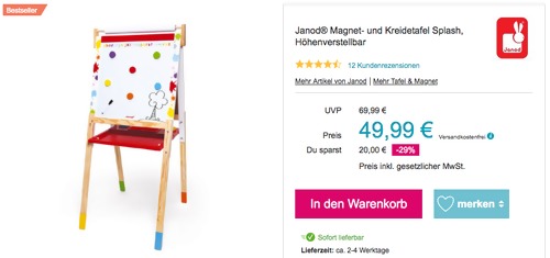 Janod® Magnet- und Kreidetafel "Splash", 58 x 65 x 126 cm Janod® Magnet- und Kreidetafel "Splash", 58 x 65 x 126 cm