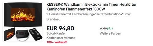 KESSER® 900W/1800W Wandkamin, schwarz (90 x 17 x 57cm) KESSER® 900W/1800W Wandkamin, schwarz (90 x 17 x 57cm)