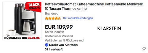 Klarstein Aromatica II Thermo Kaffeemaschine, silber Klarstein Aromatica II Thermo Kaffeemaschine, silber
