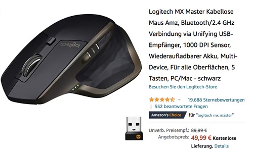 Logitech MX Master Kabellose PC-Maus Amz (Amazon Edition) Logitech MX Master Kabellose PC-Maus Amz (Amazon Edition)