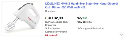 MOULINEX HM612 Handmixer, Quirl Rührer 500 Watt - jetzt 37% billiger