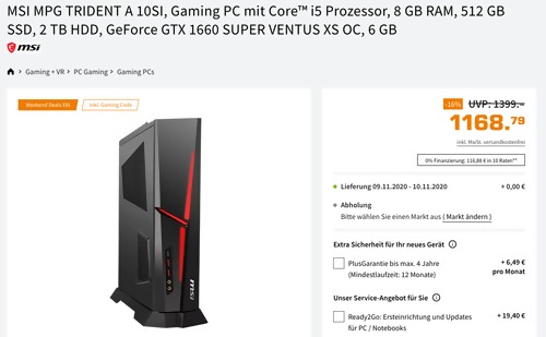 MSI MPG TRIDENT A 10SI Gaming-PC (i5 Prozessor, 8 GB RAM, 512 GB SSD, 2 TB HDD, GeForce GTX 1660 SUPER VENTUS XS OC 6 GB) MSI MPG TRIDENT A 10SI Gaming-PC (i5 Prozessor, 8 GB RAM, 512 GB SSD, 2 TB HDD, GeForce GTX 1660 SUPER VENTUS XS OC 6 GB)