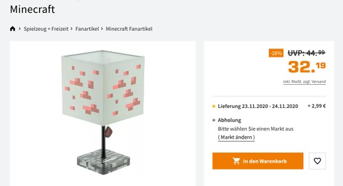 Paladone Minecraft LED Lampe, 35,5cm hoch Paladone Minecraft LED Lampe, 35,5cm hoch