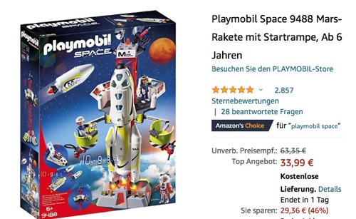 Playmobil Space 9488 Mars-Rakete mit Startrampe Playmobil Space 9488 Mars-Rakete mit Startrampe
