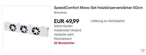 SpeedComfort Heizkörperverstärker/Heizkörperventilator Mono-Set, 50 cm SpeedComfort Heizkörperverstärker/Heizkörperventilator Mono-Set, 50 cm