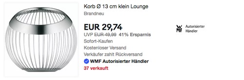 WMF Klein Lounge Korb Ø 13 cm, Cromargan Edelstahl WMF Klein Lounge Korb Ø 13 cm, Cromargan Edelstahl