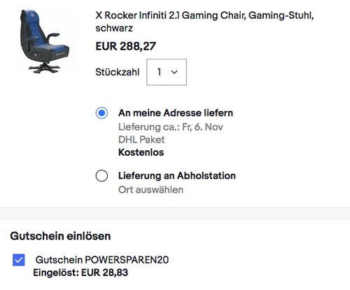 X Rocker Infiniti 2.1 Gaming-Stuhl, schwarz/blau X Rocker Infiniti 2.1 Gaming-Stuhl, schwarz/blau