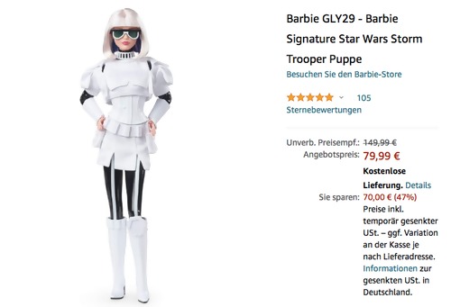 Barbie GLY29 - Barbie Signature Star Wars Storm Trooper Puppe Barbie GLY29 - Barbie Signature Star Wars Storm Trooper Puppe