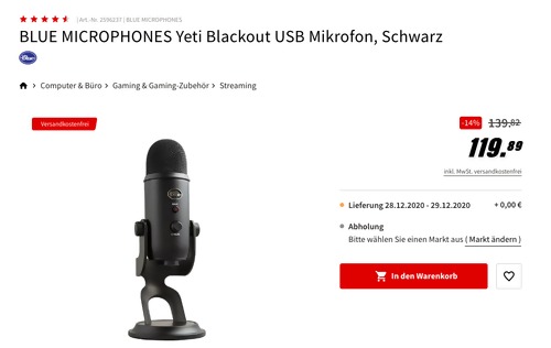 Blue Microphones Yeti Blackout USB-Mikrofon, schwarz Blue Microphones Yeti Blackout USB-Mikrofon, schwarz