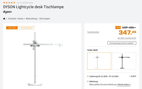 DYSON Lightcycle desk Tischlampe, weiß DYSON Lightcycle desk Tischlampe, weiß