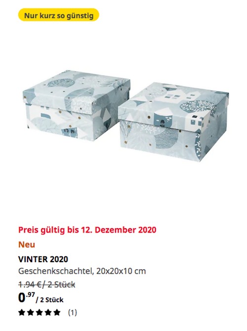 IKEA Duisburg - VINTER 2020 Geschenkschachtel, Winterdorf blaugrau, 20x20x10 cm, 2 Stück IKEA Duisburg - VINTER 2020 Geschenkschachtel, Winterdorf blaugrau, 20x20x10 cm, 2 Stück