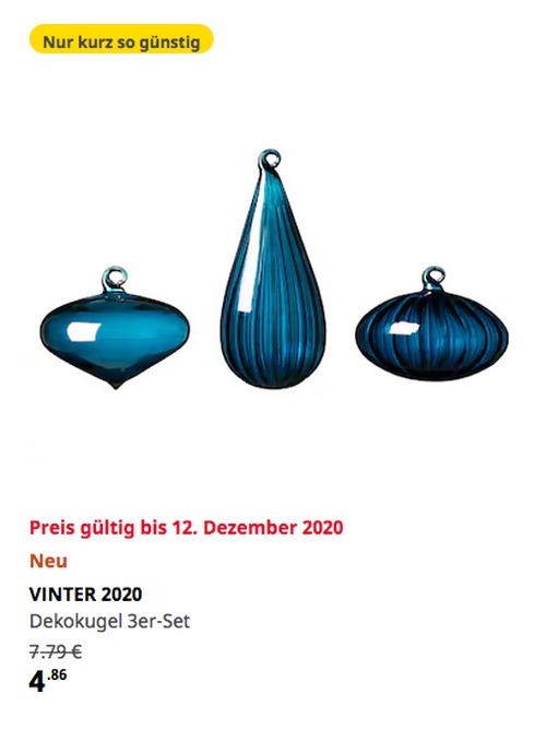 IKEA Hamburg-Moorfleet - VINTER 2020 Dekokugel 3er-Set, versch. Formen/Glas, blau IKEA Hamburg-Moorfleet - VINTER 2020 Dekokugel 3er-Set, versch. Formen/Glas, blau