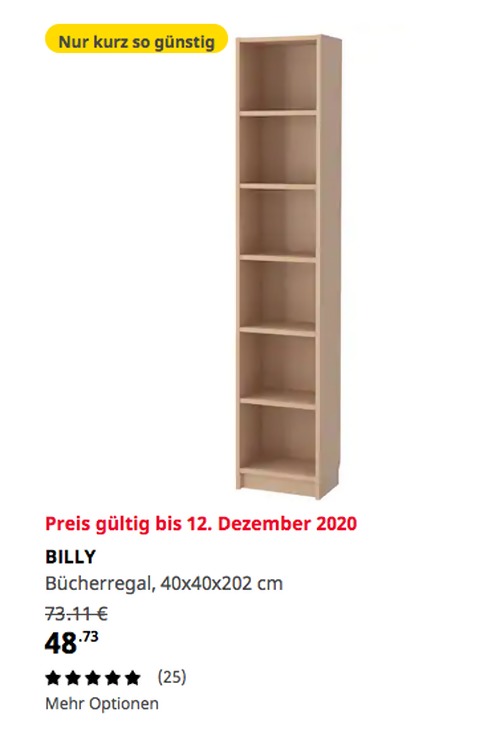 IKEA Ludwigsburg BILLY Bücherregal, Ei... für 48,73€ (33)